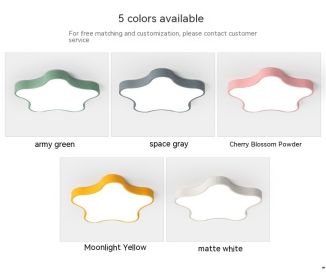 Five-pointed Star Ceiling Lamp Children's Room (Option: 50cm Pink 30W-White Light)